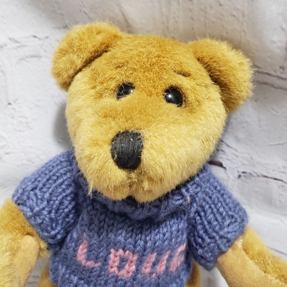 Boyds Bears Other - Boyd's Bears 9 Inch Brown Posable Bear With Love Sweater In Blue And Pink